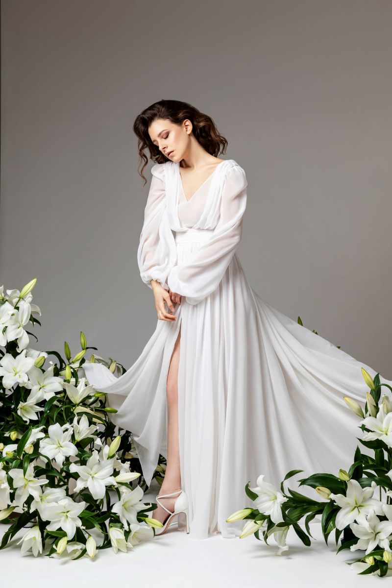 abito da sposa poetico in geogette
