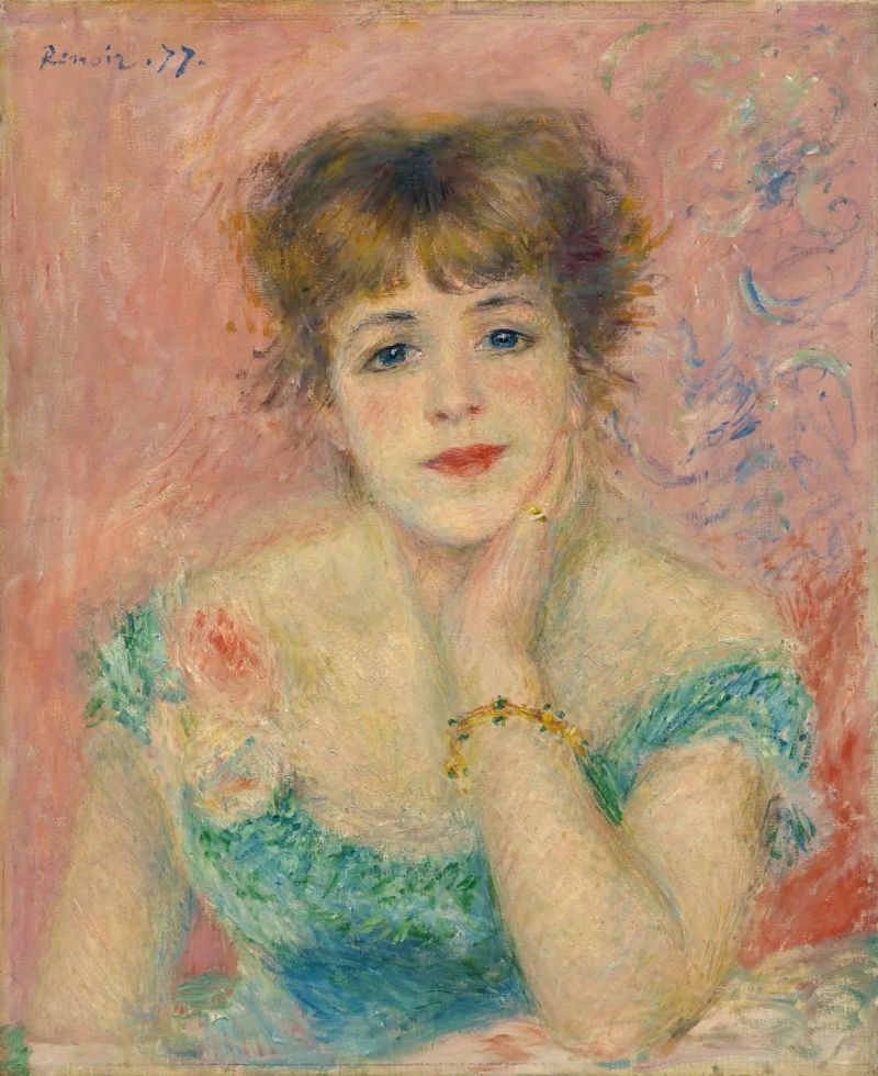 ritratto femminile di pierre-auguste renoir con luce morbida e stile impressionista